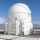 Télescope auxiliaires dits "Pac Man", sur le site du Very large telescopeu Chili, en janvier 2014. Cette photo a Ã©tÃ© rÃ©alisÃ©e dans le cadre de l'installation de MUSE (Multi unit spectroscopic explorer), un instrument d'observation des Ã©toiles, sur VLT.